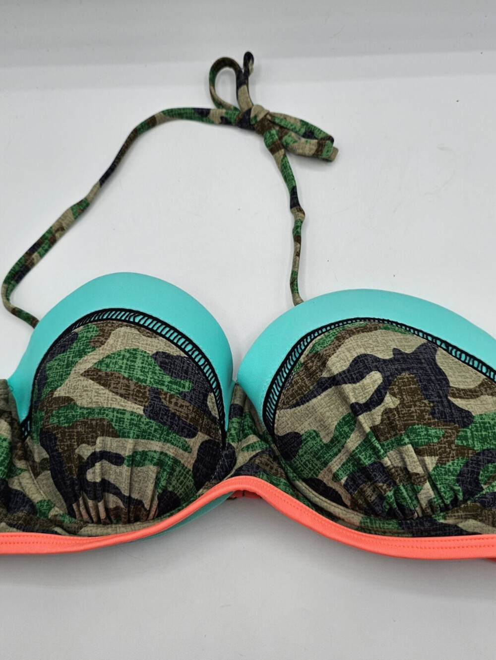 OP Juniors Sz M Bikini Swimsuit Top Camo Print Halter